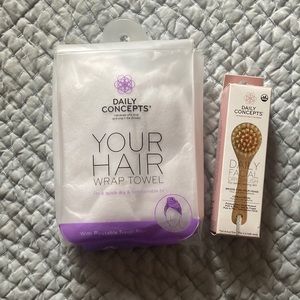 Daily Concepts hair towel & face brush